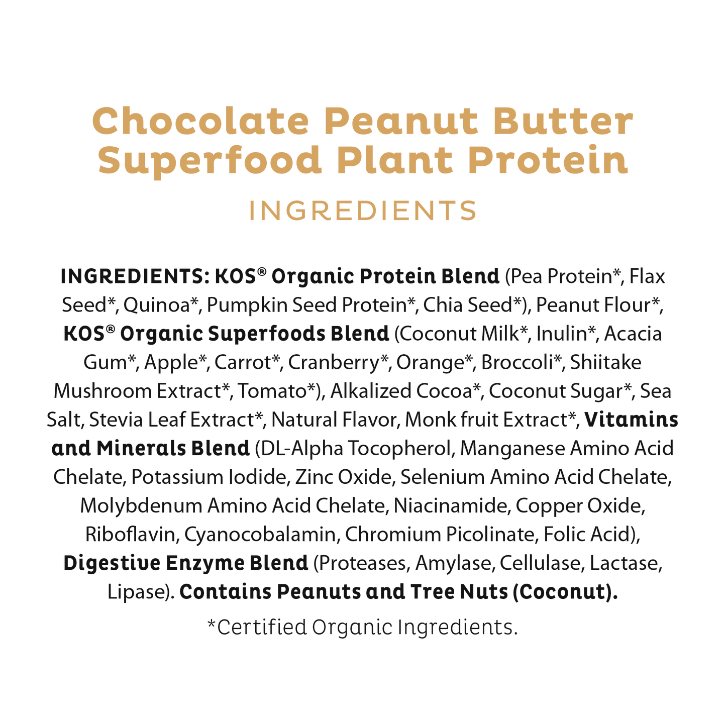 KOS Organic Plant Protein, Chocolate Peanut Butter, 28 Servings by KOS.com