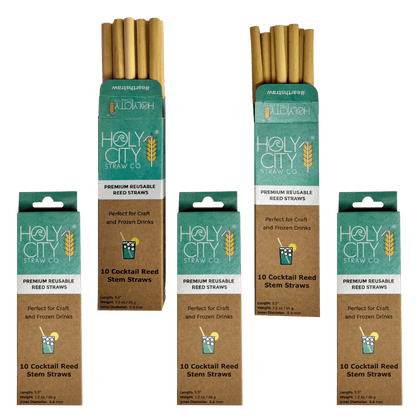 Cocktail Reusable Reed Straws | 5 Pack Bundle by Holy City Straw Company