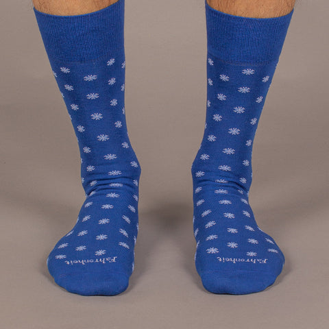 Men's Sock | Snowflake Blue/White by Fahrenheit New York