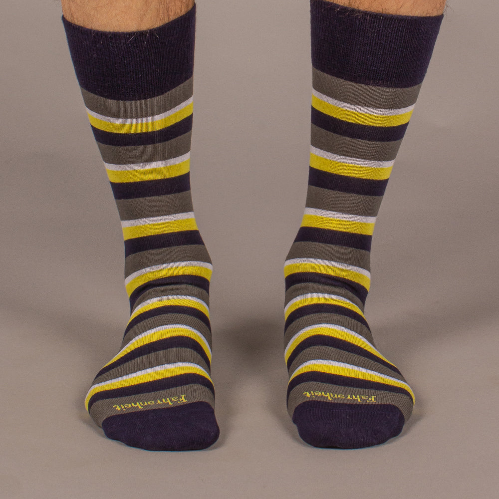 Men's Sock | Stripe Yellow/Grey by Fahrenheit New York