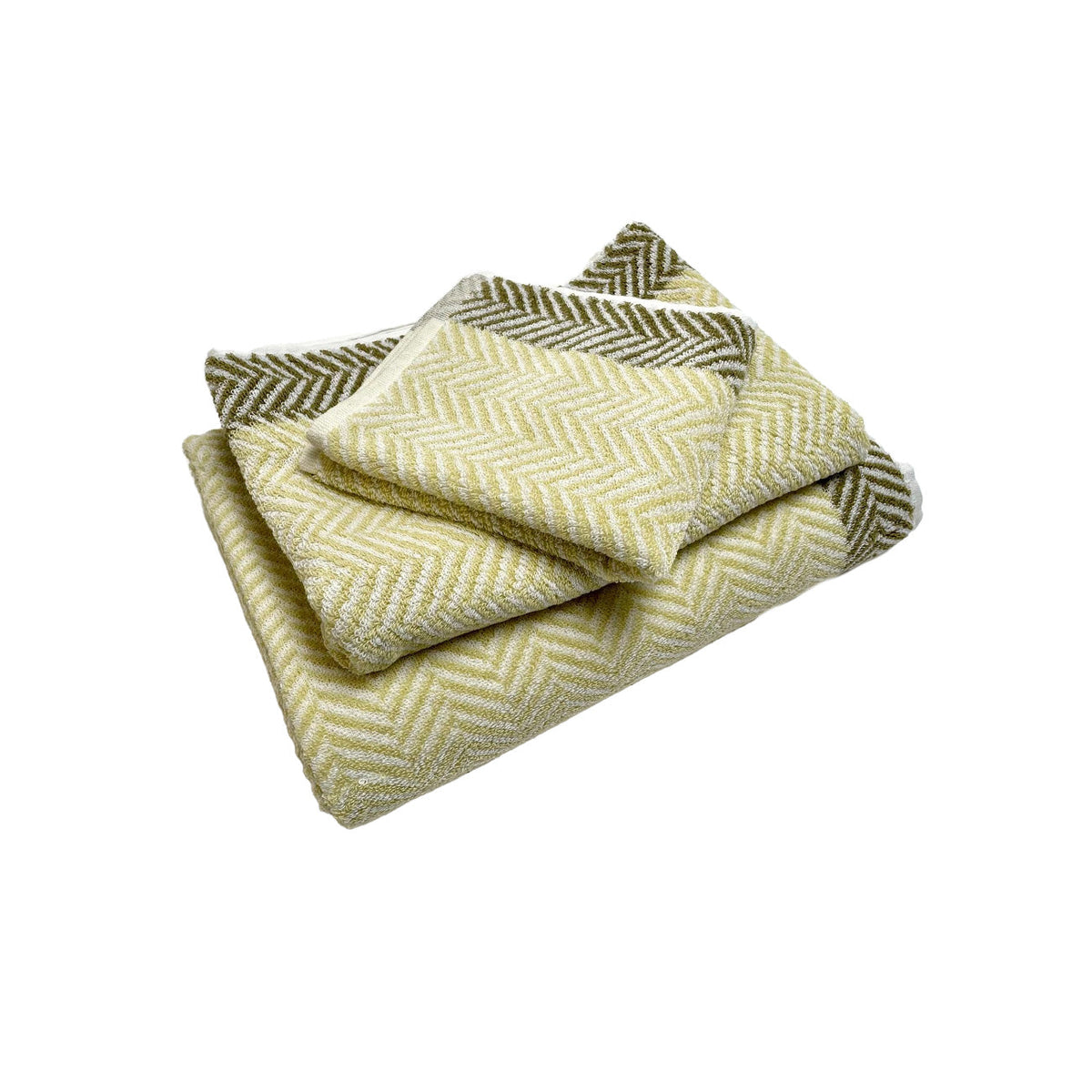 Pastel Herringbone Gold Olive Green 3 Pc. Set by Turkish Towel Collection