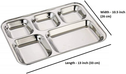 Stainless Steel Dinner Plates, Reusable, 5 Compartments, 2 Pack by ecozoi
