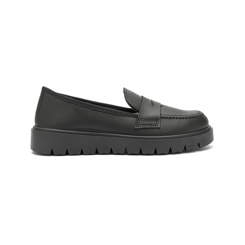 Leather School Treated Loafers in Black by childrenchic