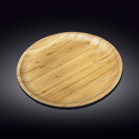 Bamboo Round Platter 13" inch | For pizza / Barbecue / Steak by Wilmax Porcelain