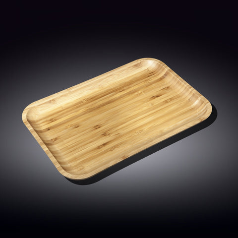 Bamboo Dish 11" inch X 7" inch | For Appetizers / Barbecue / Burger Sliders by Wilmax Porcelain