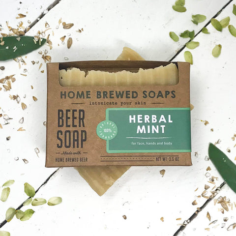 Beer Soap - Herbal Mint - Mens Soap - Beer Lovers Gift by Home Brewed Soaps