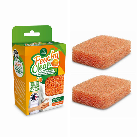 Grand Fusion Peachy Clean Sponges, Kitchen Cleaning Supplies with Fresh Peachy Scent, Dish Scrubber by Grand Fusion Housewares, LLC