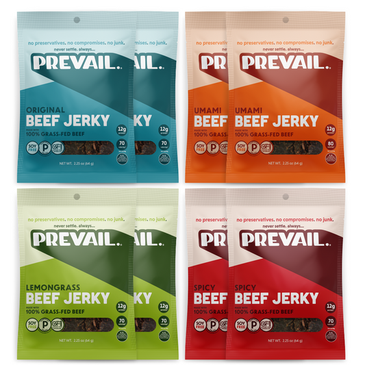 Variety Pack, Pack of 8 by PREVAIL Jerky