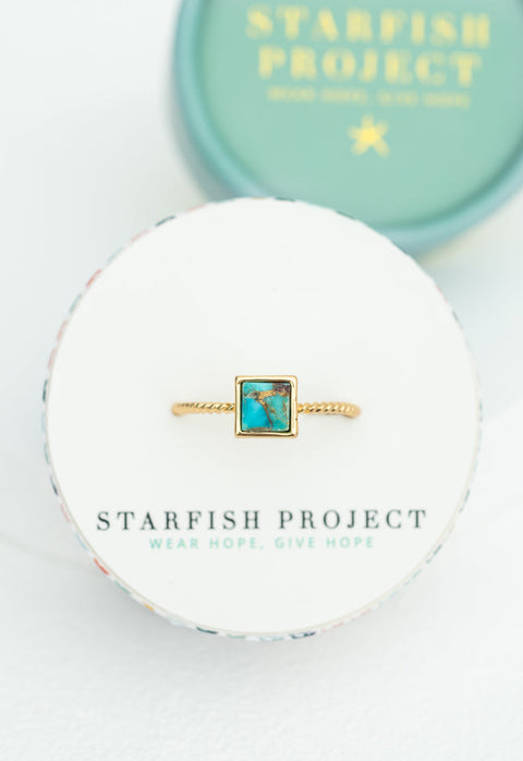 Jayne Turquoise Square Ring by Starfish Project