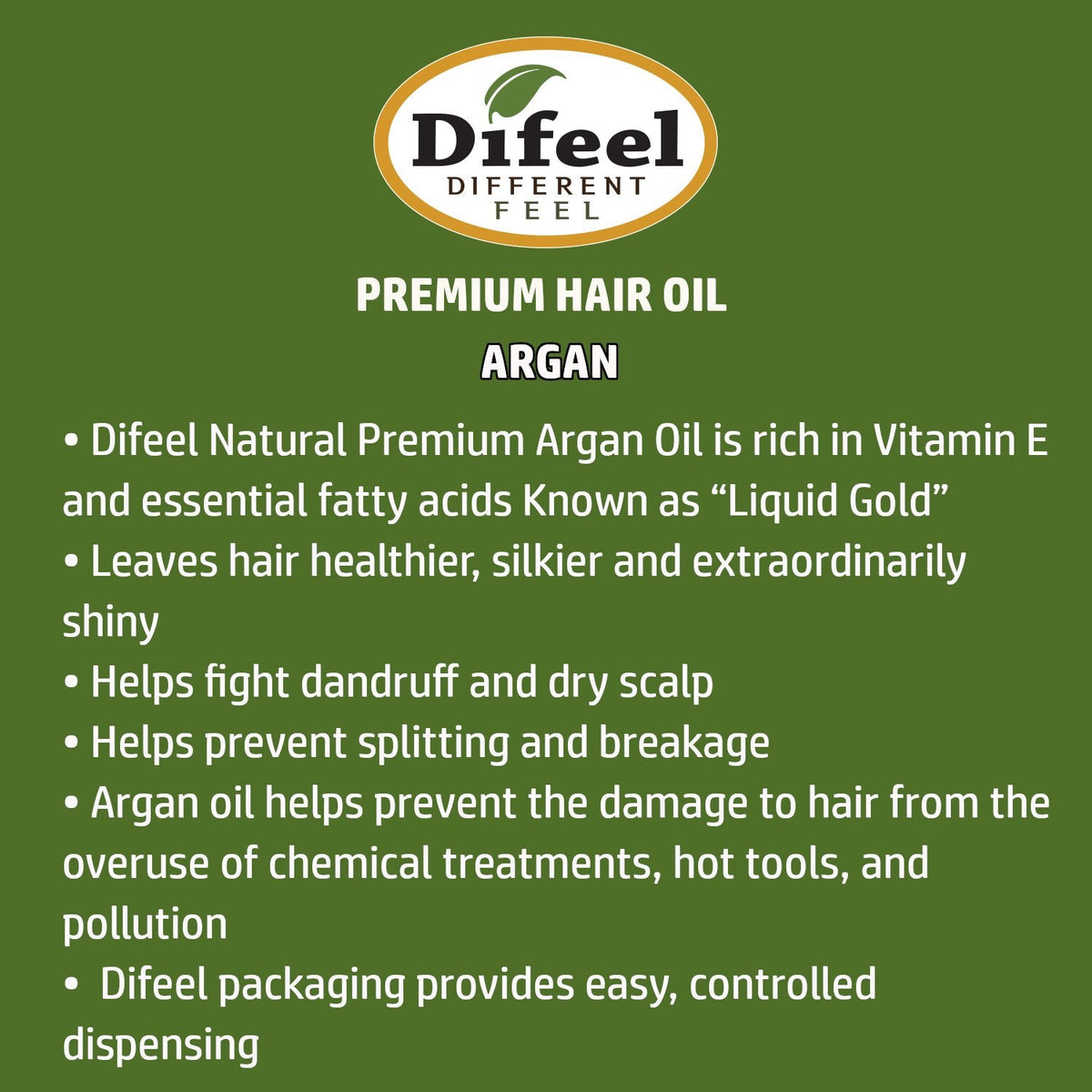 Difeel Premium Natural Hair Oil - Argan Oil 7.1 oz. (PACK OF 2) by difeel - find your natural beauty