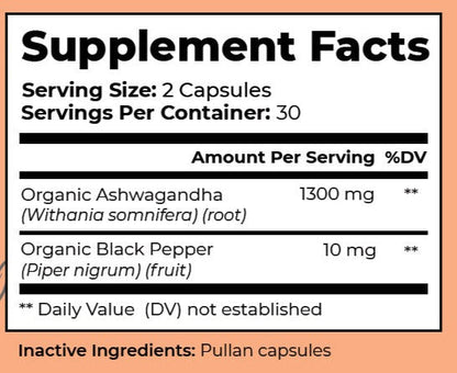 Premium Ashwagandha with Black Pepper by Vita Organics