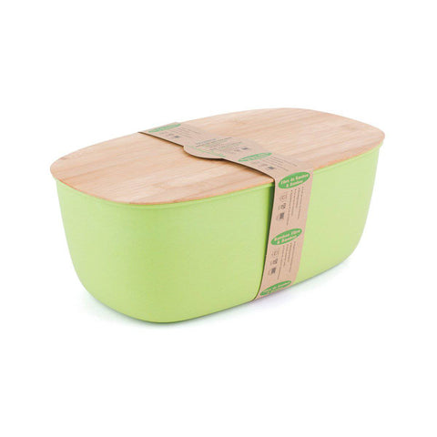 Bamboo fiber Large Bread Bin with Reversible lid -Green Bin by Peterson Housewares & Artwares