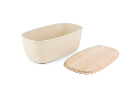 Bamboo fiber Large Bread Bin with Reversible lid -White Bin by Peterson Housewares & Artwares