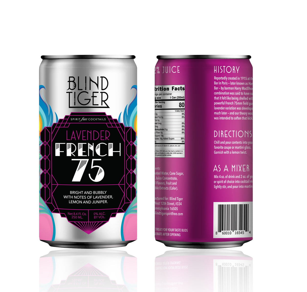 Lavender French 75 Slim Can 4-pack (33.6 oz) by Blind Tiger Spirit-Free