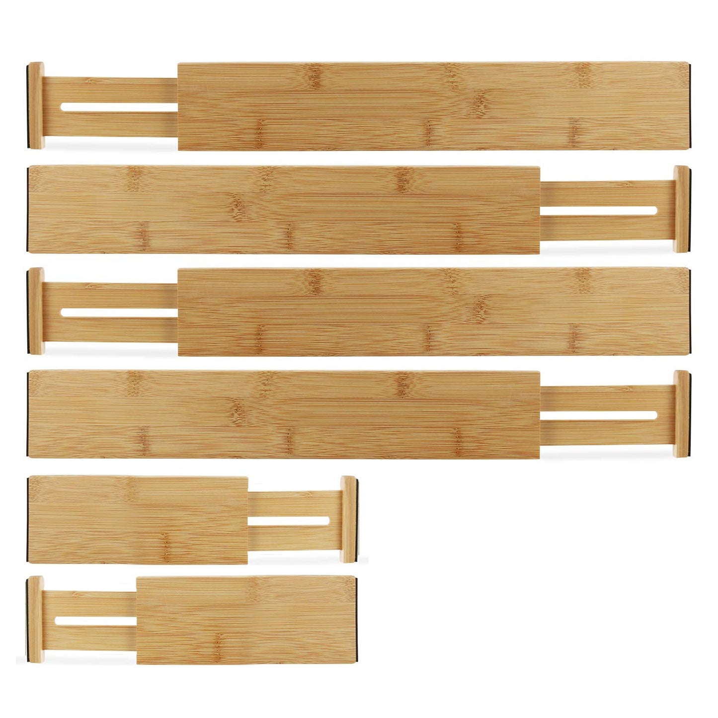 Bamboo Drawer Organizer Dividers, Adjustable, Set of 6 by ecozoi
