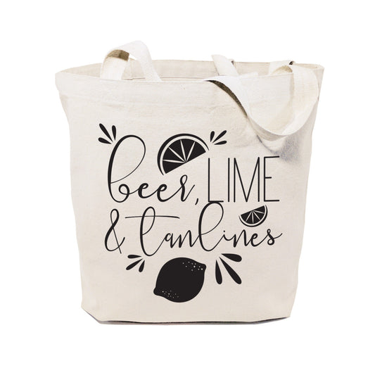 Beer, Lime and Tan Lines Cotton Canvas Tote Bag by The Cotton & Canvas Co.