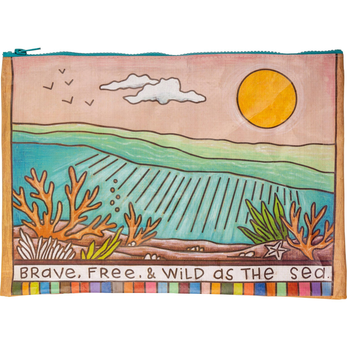 Brave Free & Wild As The Sea Zipper Folder | 14.25" x 10" by The Bullish Store