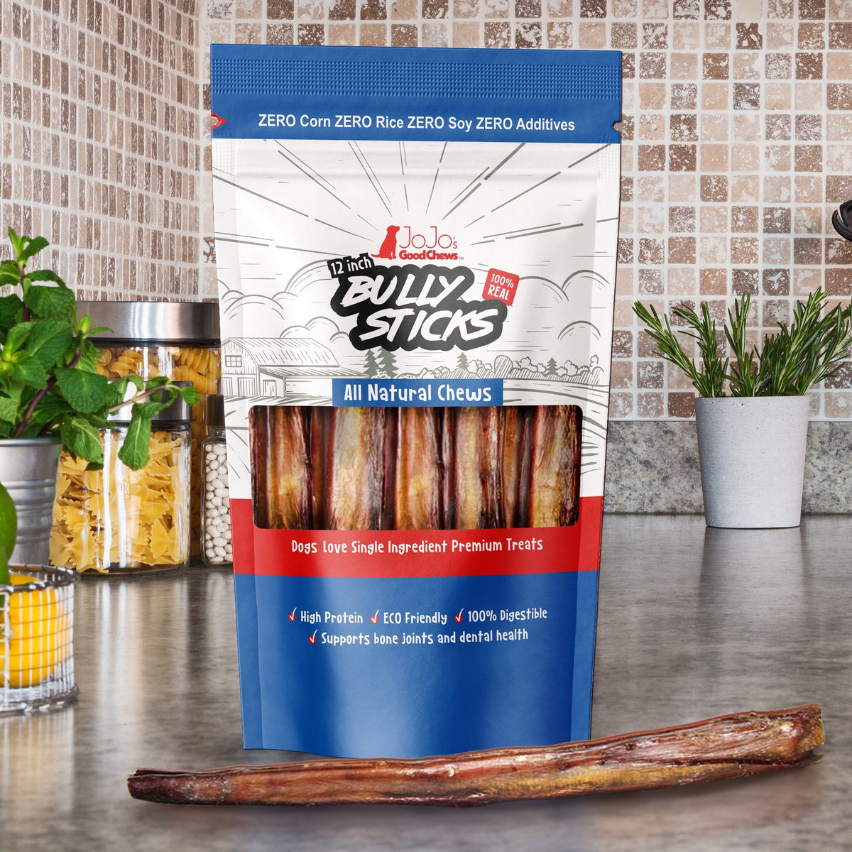 All-Natural Beef Bully Stick Dog Treats - 12" Jumbo (2-Pack) by American Pet Supplies