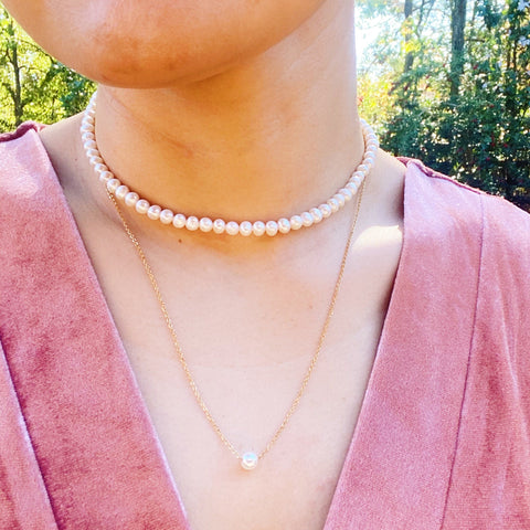 Dainty Single Pearl Necklace by Ellisonyoung.com