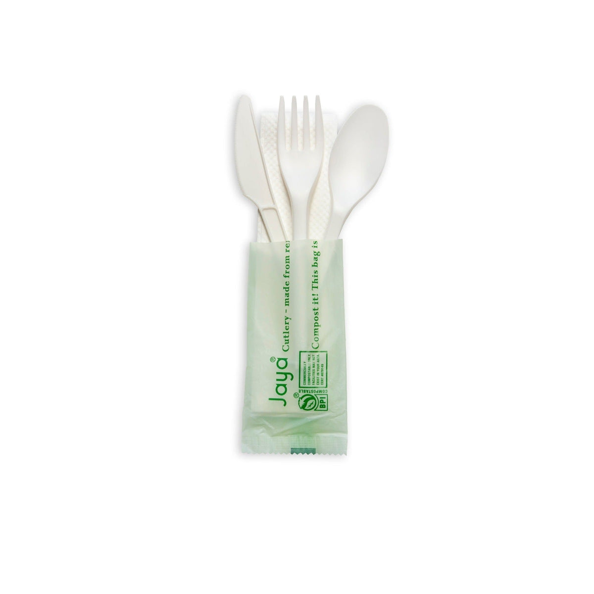 6" Medium Weight Cutlery Kit with Napkin, White, 250-Count Case" by TheLotusGroup - Good For The Earth, Good For Us