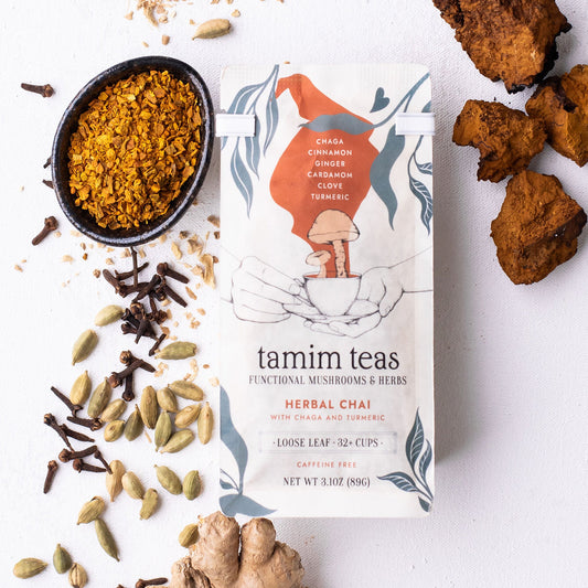Chaga Chai | Herbal Chai Tea with Chaga Mushroom & Turmeric by Tamim Teas