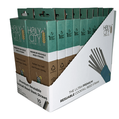 Cocktail Reed Stem Drinking Straws | Inner pack | 20 x 10ct. Boxes by Holy City Straw Company