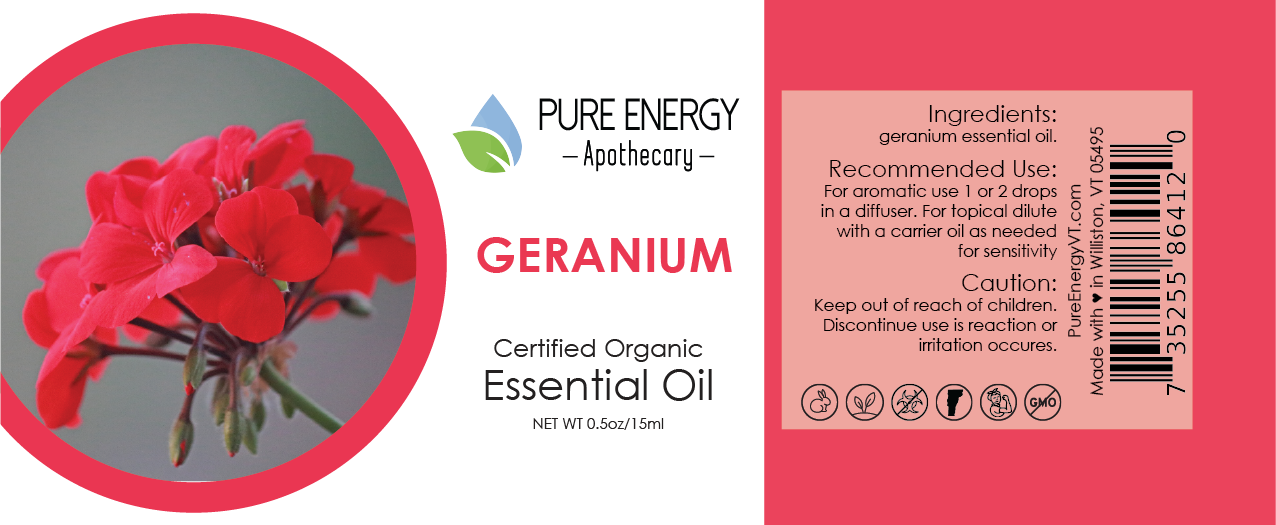 Essential Oil - Geranium 15ml (0.5oz) by Pure Energy Apothecary