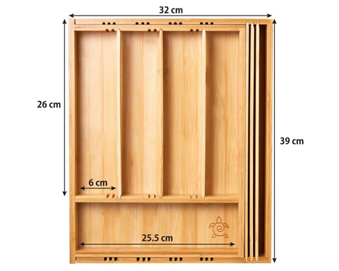 Bamboo Kitchen Drawer Organizer Tray, Expandable by ecozoi