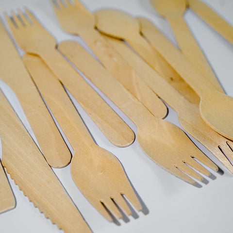 Wooden Utensils (Knives, Spoons, Forks) - Pack of 30 (10 each) by EQUO