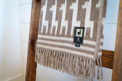 Alpaca Wool Throw Blanket - Alpaca Design (Beige) by Alpaca Threadz