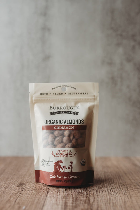 Regenerative Organic Cinnamon Almonds by Burroughs Family Farms