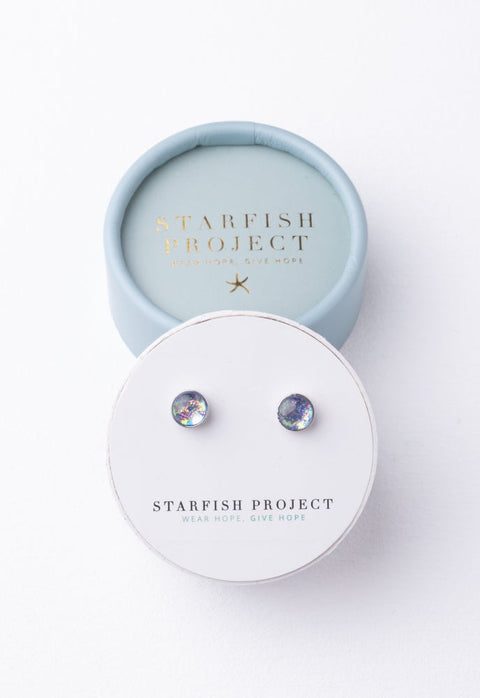 Lora Lavender & Silver Stud Earrings by Starfish Project