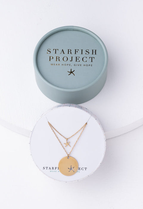 Community Gold Starfish Pendant Necklace Set by Starfish Project