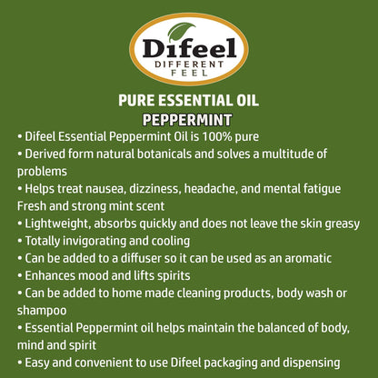 Difeel 100% Pure Essential Oil - Peppermint Oil 1 oz. (Pack of 2) by difeel - find your natural beauty