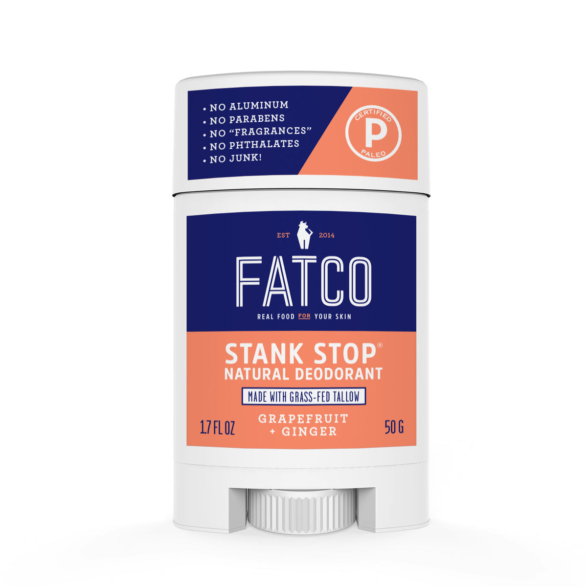 Stank Stop Deodorant Stick, Grapefruit+Ginger, 1.7 Oz by FATCO Skincare Products