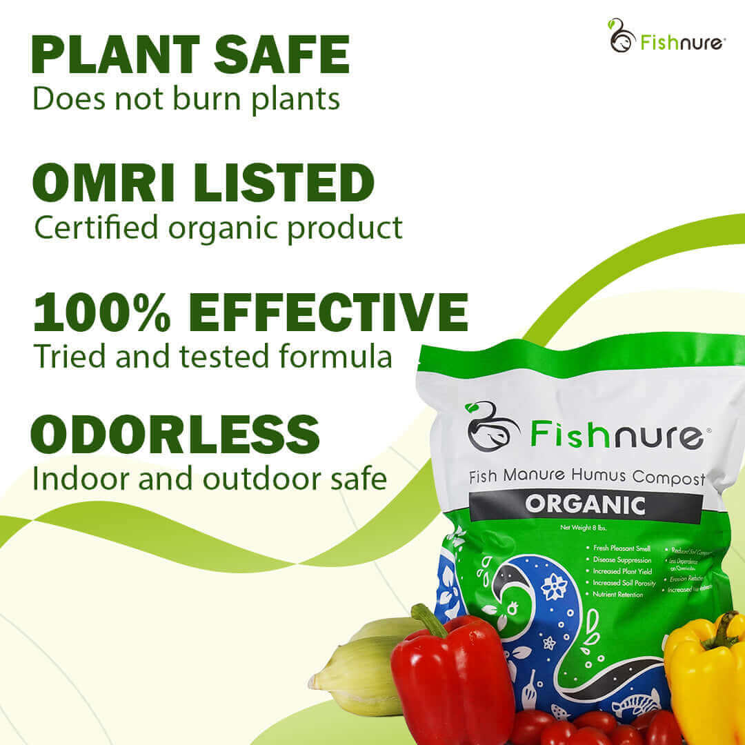 Fishnure 8lb sustainably sourced odorless organic humus compost fertilizer by Fishnure