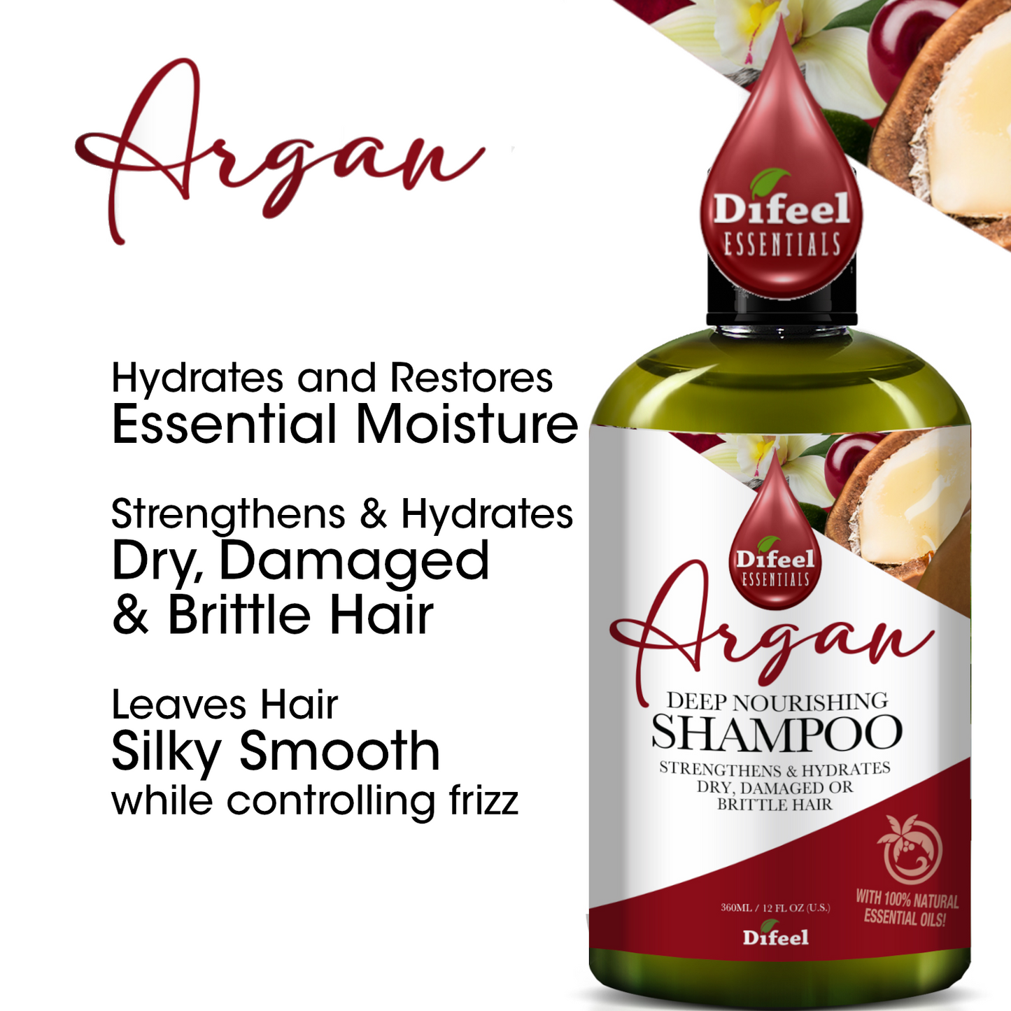 Difeel Essentials Deep Nourishing Argan - Shampoo 12 oz. by difeel - find your natural beauty