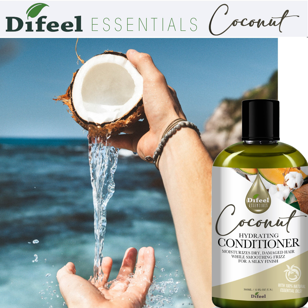Difeel Essentials Hydrating Coconut - Conditioner 12 oz. by difeel - find your natural beauty
