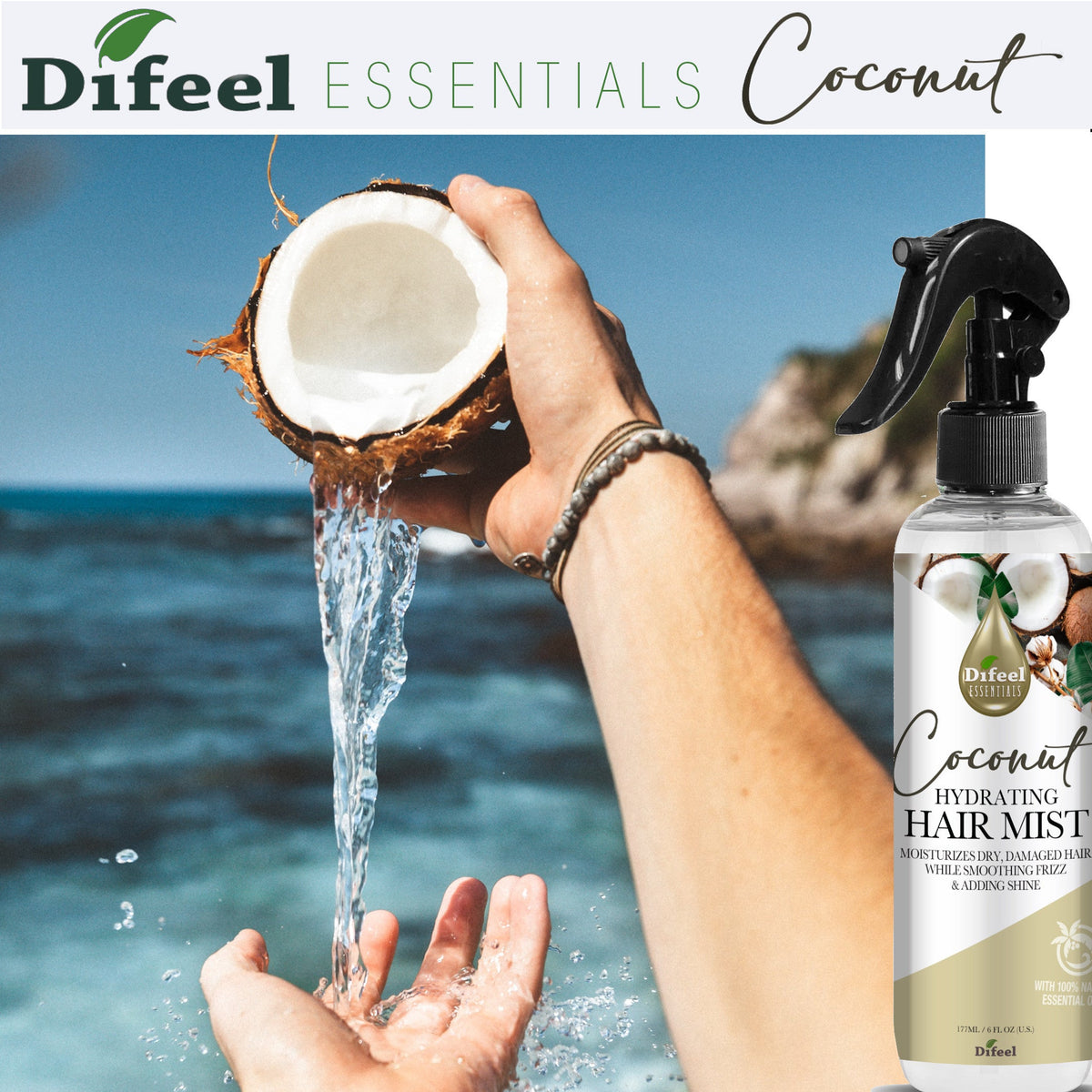 Difeel Essentials Hydrating Coconut - Hair Mist 6 oz. by difeel - find your natural beauty