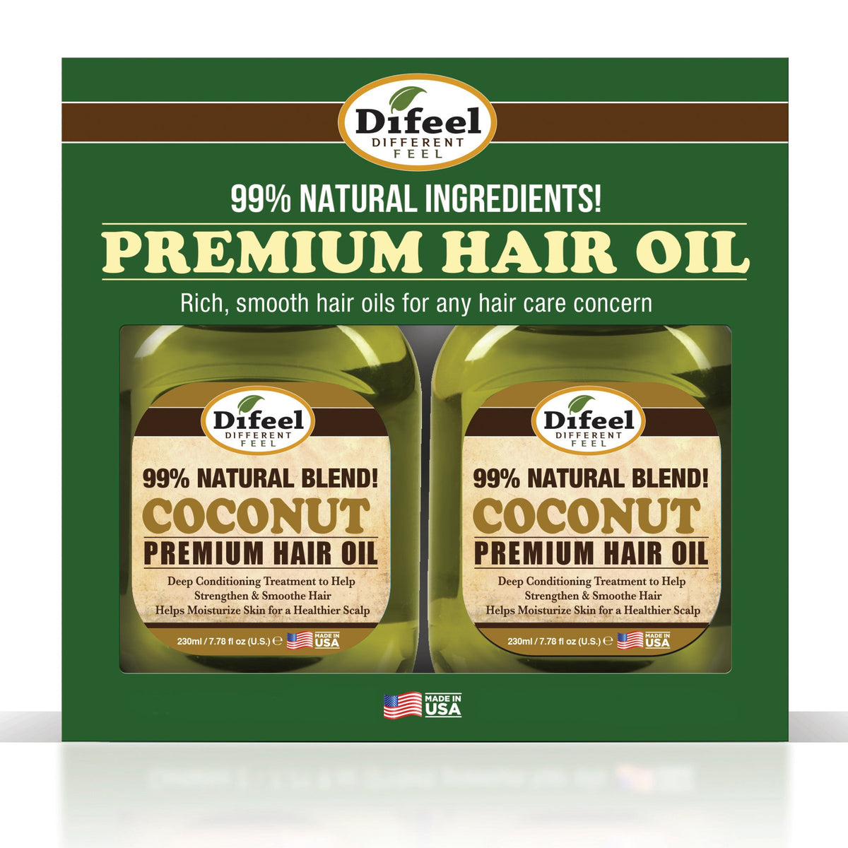 Difeel Premium Natural Hair Oil - Coconut Oil 7.1 oz. - Deluxe 2-PC Gift Set by difeel - find your natural beauty