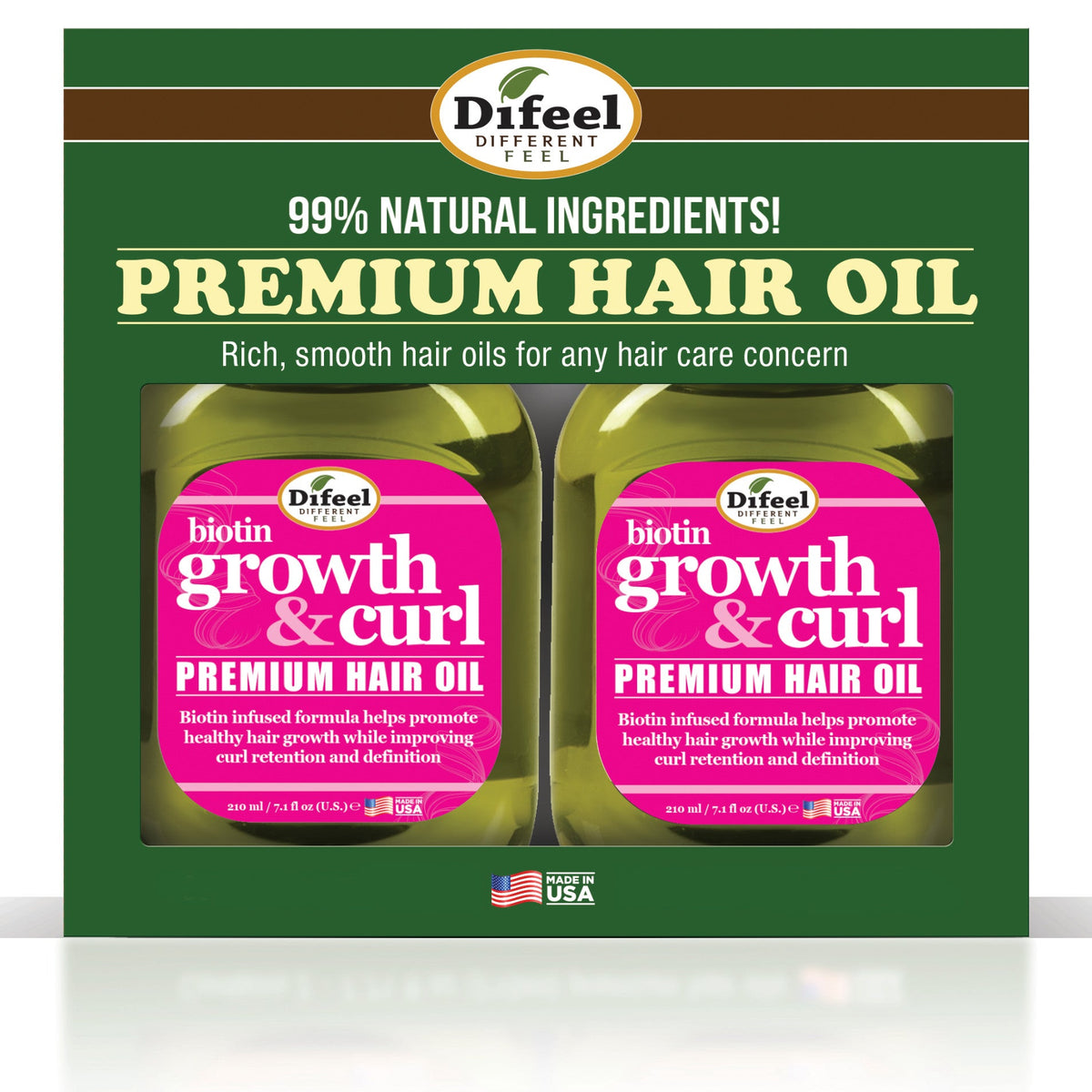 Difeel Biotin Growth and Curl Premium Hair Oil 7.1 oz. - Deluxe 2-PC Gift Set by difeel - find your natural beauty