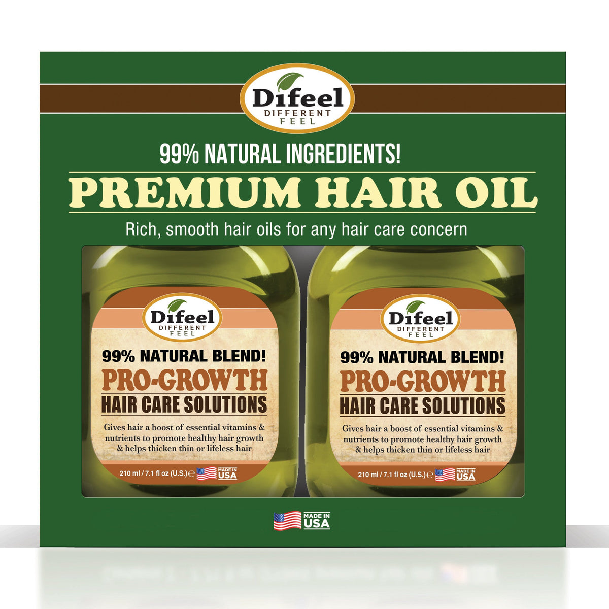Difeel 99% Natural Moisturizing Hair Care Solutions - Pro-Growth 7.1 oz. - Deluxe 2-PC Gift Set by difeel - find your natural beauty