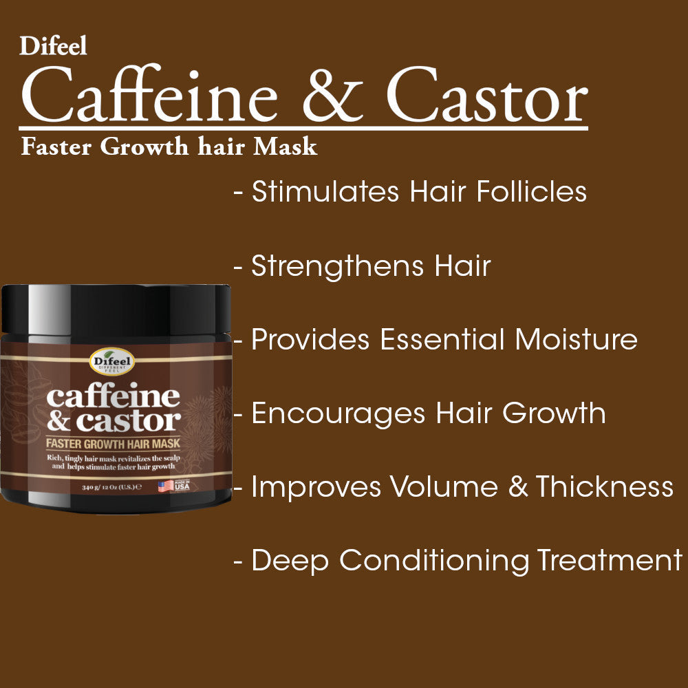 Difeel Caffeine and Castor Faster Growth Hair Mask 12 oz by difeel - find your natural beauty