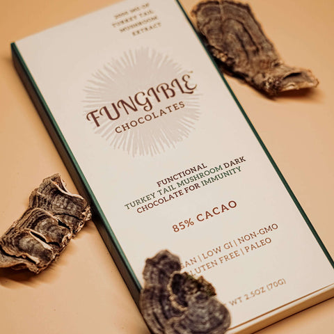 Functional Turkey Tail Mushroom Dark Chocolate Bar for Immunity (85% cacao) by Fungible Chocolates