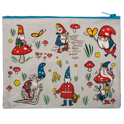 Gnomes Recycled Material Cute/Cool/Unique Zipper Pouch/Bag/Clutch/Cosmetic Bag | 9.5" x 7" by The Bullish Store
