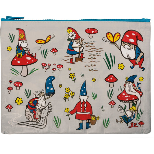 Gnomes Recycled Material Cute/Cool/Unique Zipper Pouch/Bag/Clutch/Cosmetic Bag | 9.5" x 7" by The Bullish Store