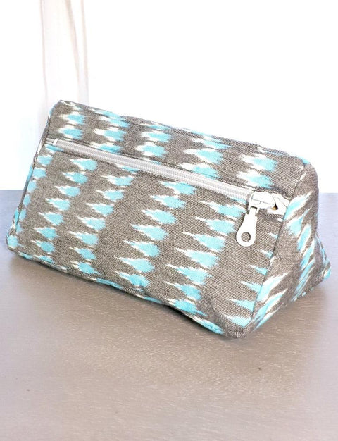 Grey Teal Ikat Toiletry Bag by Passion Lilie