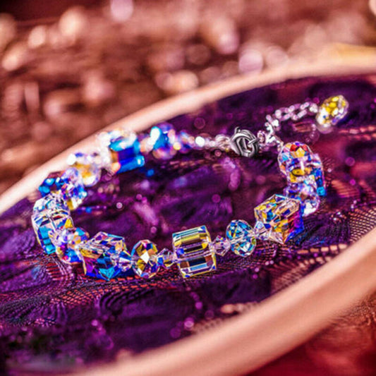 Aurora Borealis Round Crystals Bracelet #ns23 _mkpt by Js House