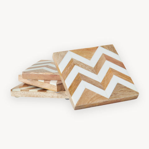 Wooden Coaster with Resin Finish - Set of 4 by POKOLOKO