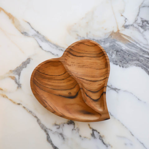 Divided Heart Wooden Shallow Bowl by POKOLOKO